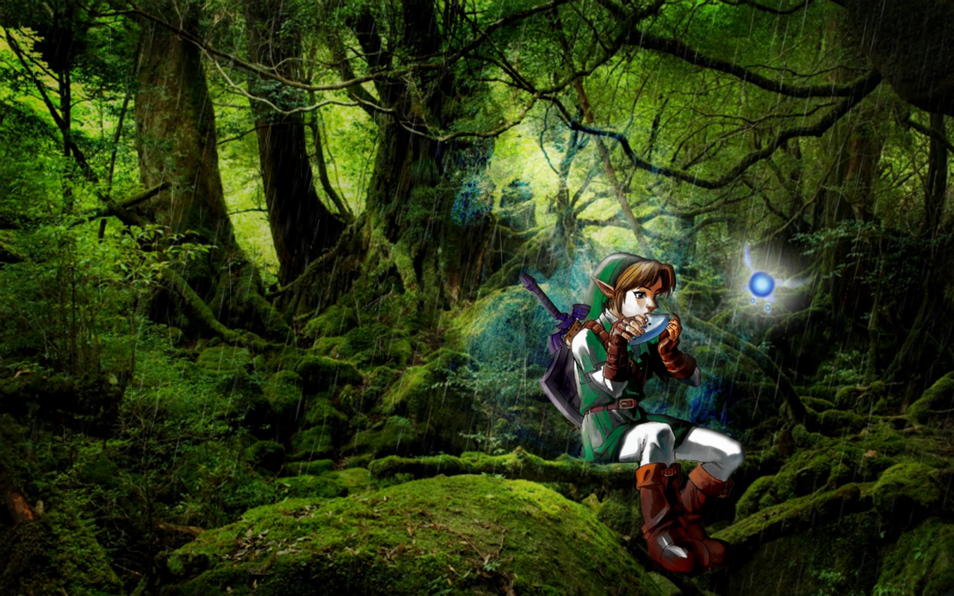 trees, Rain, Forest, Link, The, Legend, Of, Zelda, Navi Wallpaper