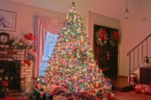 home, New, Year, Christmas, Tree, Garlands, Lights, Gifts