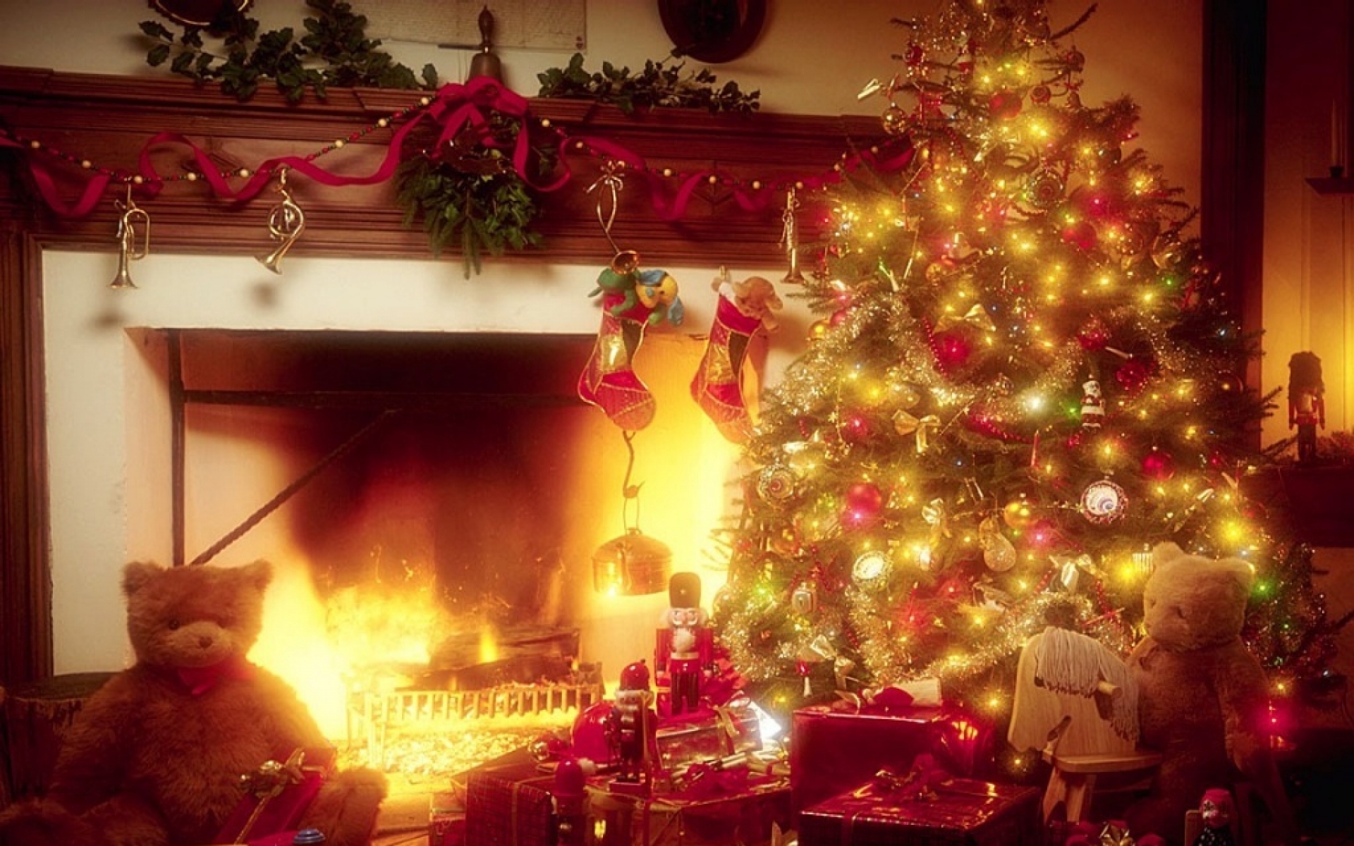 christmas, Fireplace, Fire, Holiday, Festive, Decorations, Bt Wallpaper