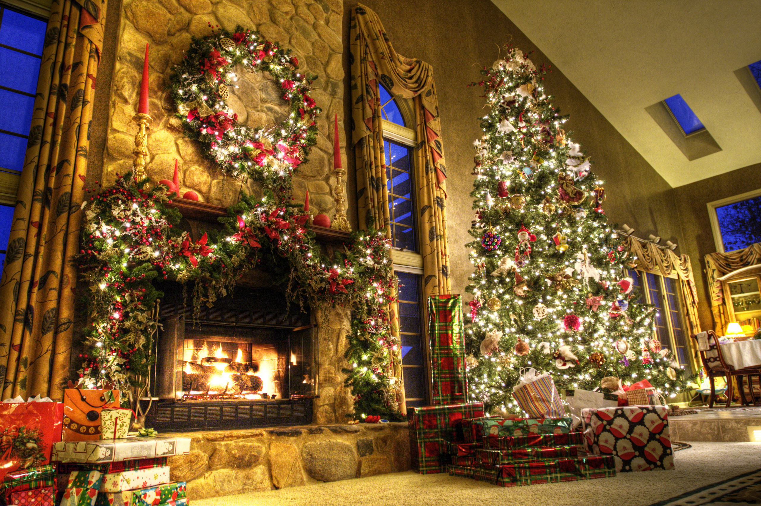 christmas, Fireplace, Fire, Holiday, Festive, Decorations, Eq Wallpaper