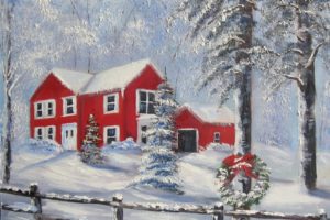 painting, Art, Winter, Snow