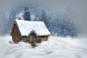 seasons, Winter, Houses, Snow, Nature, 3d, Graphics