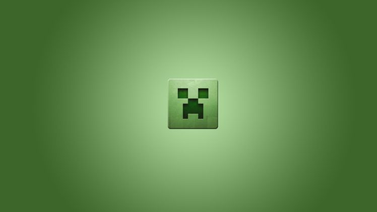 video, Games, Minimalistic, Creeper, Minecraft, Simplistic, Simple, Background, Green, Background HD Wallpaper Desktop Background