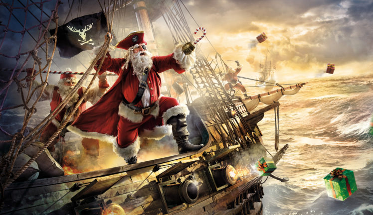 advertisements, Christmas, Santa, Seasonal, Pirates, Fantasy, Ships, Vehicles HD Wallpaper Desktop Background