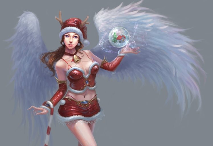 Redpeggy Deviantart Com Redpeggy Zhuli Fantasy Holidays Christmas Women Females Girls Sexy Sensual Babes Angels Wings Wallpapers Hd Desktop And Mobile Backgrounds