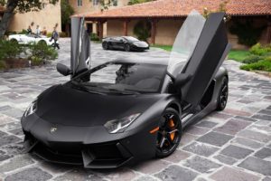 black, Cars, Lamborghini, Vehicles, Lamborghini, Aventador, Open, Doors, V12