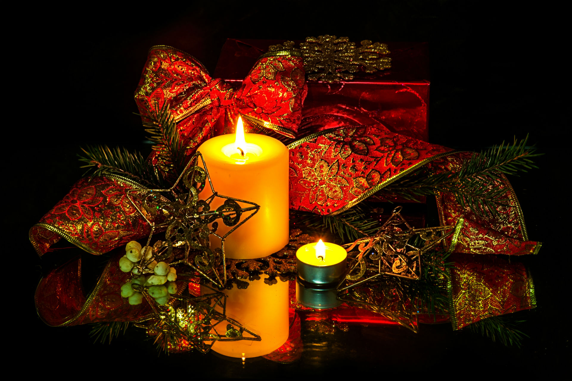 holidays, Christmas, Candles, Fire, Flames Wallpaper