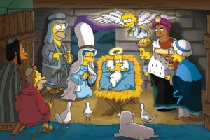 holidays, Christmas, Simpsons, Homer, Batr, Jesus