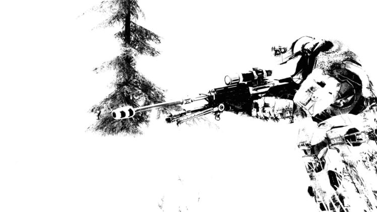 snow, Trees, Halo, Sniper, Rifles HD Wallpaper Desktop Background