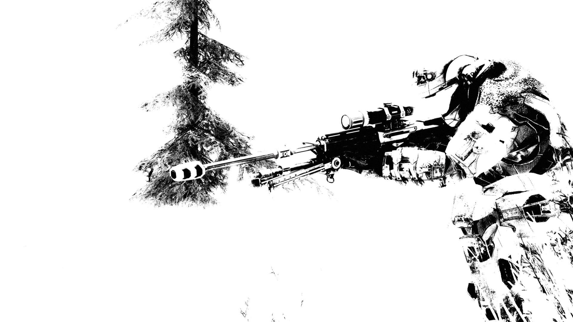 snow, Trees, Halo, Sniper, Rifles Wallpaper