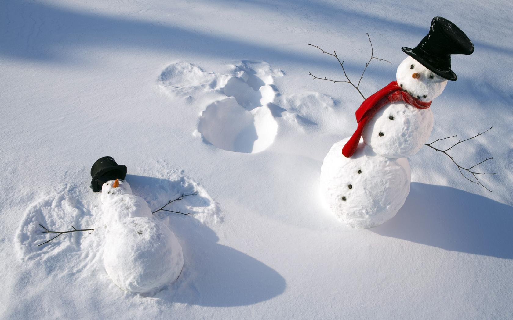 holidays, Christmas, Winter, Snowman, Snow, Angels, Seasonal Wallpaper