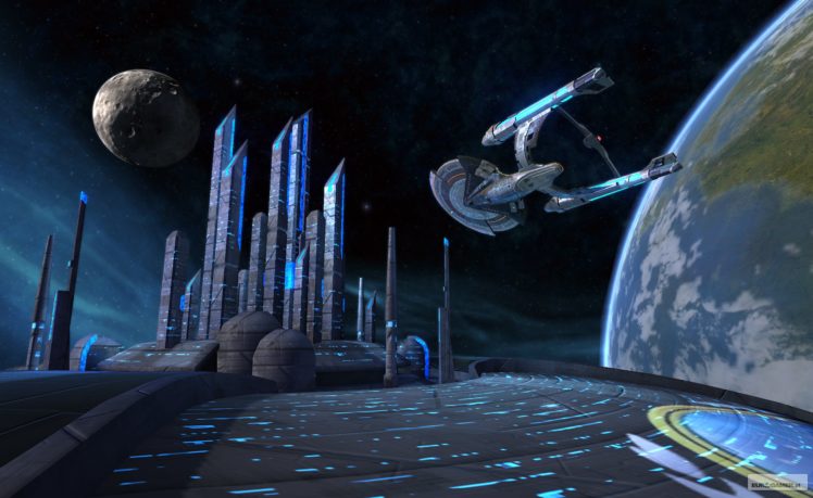 star, Trek, Online, Game, Sci fi, Futuristic, Spaceship, Planet, City HD Wallpaper Desktop Background