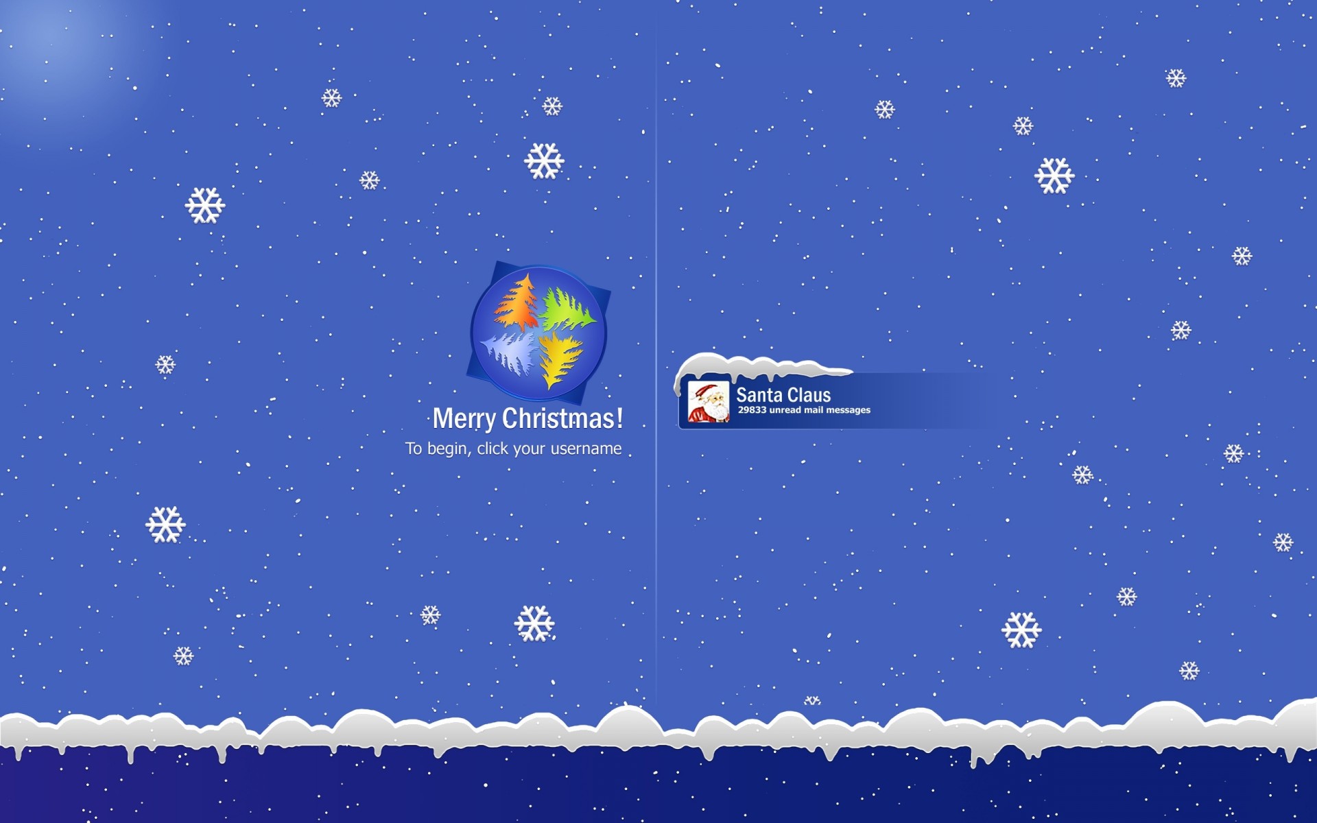 holidays, Christmas, Seasons, Windows, Microsoft, Tech, Computer, Santa, Flakes, Snowing Wallpaper