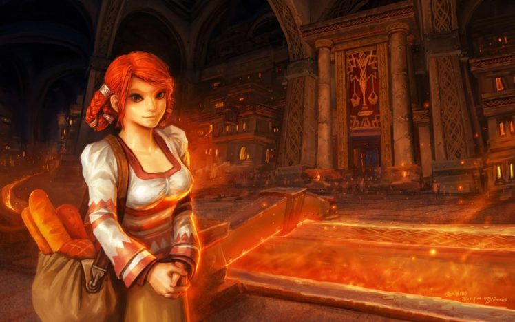 women, Video, Games, Cityscapes, World, Of, Warcraft, Lava, Redheads, Buildings, Fantasy, Art, Dwarfs, Blizzard, Entertainment, Artwork HD Wallpaper Desktop Background