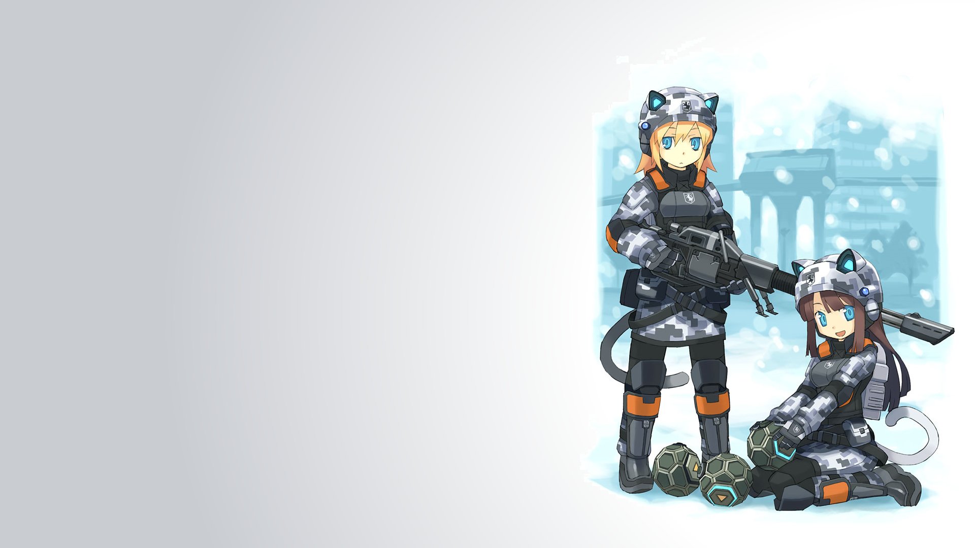 nekomimi, Animal, Ears, Battlefield, 2142, Simple, Background, Anime, Girls Wallpaper