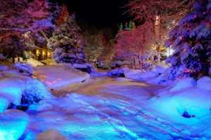 whistler, Village, Christmas, Winter, Trees, Garlands, Psychedelic