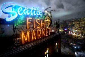 infamous, Second, Son, Sci fi, Action, Adventure, City, Sign, Neon, Seattle