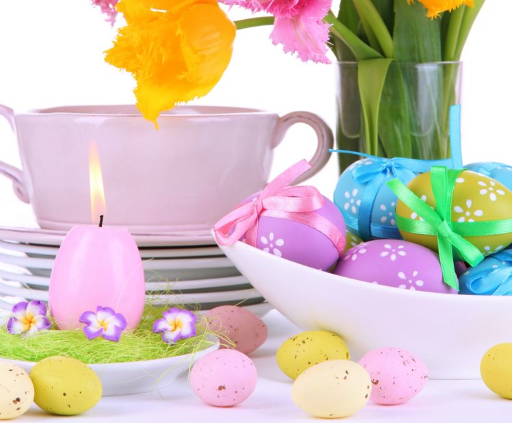 candy, Holidays, Easter, Candles, Eggs, Cup HD Wallpaper Desktop Background