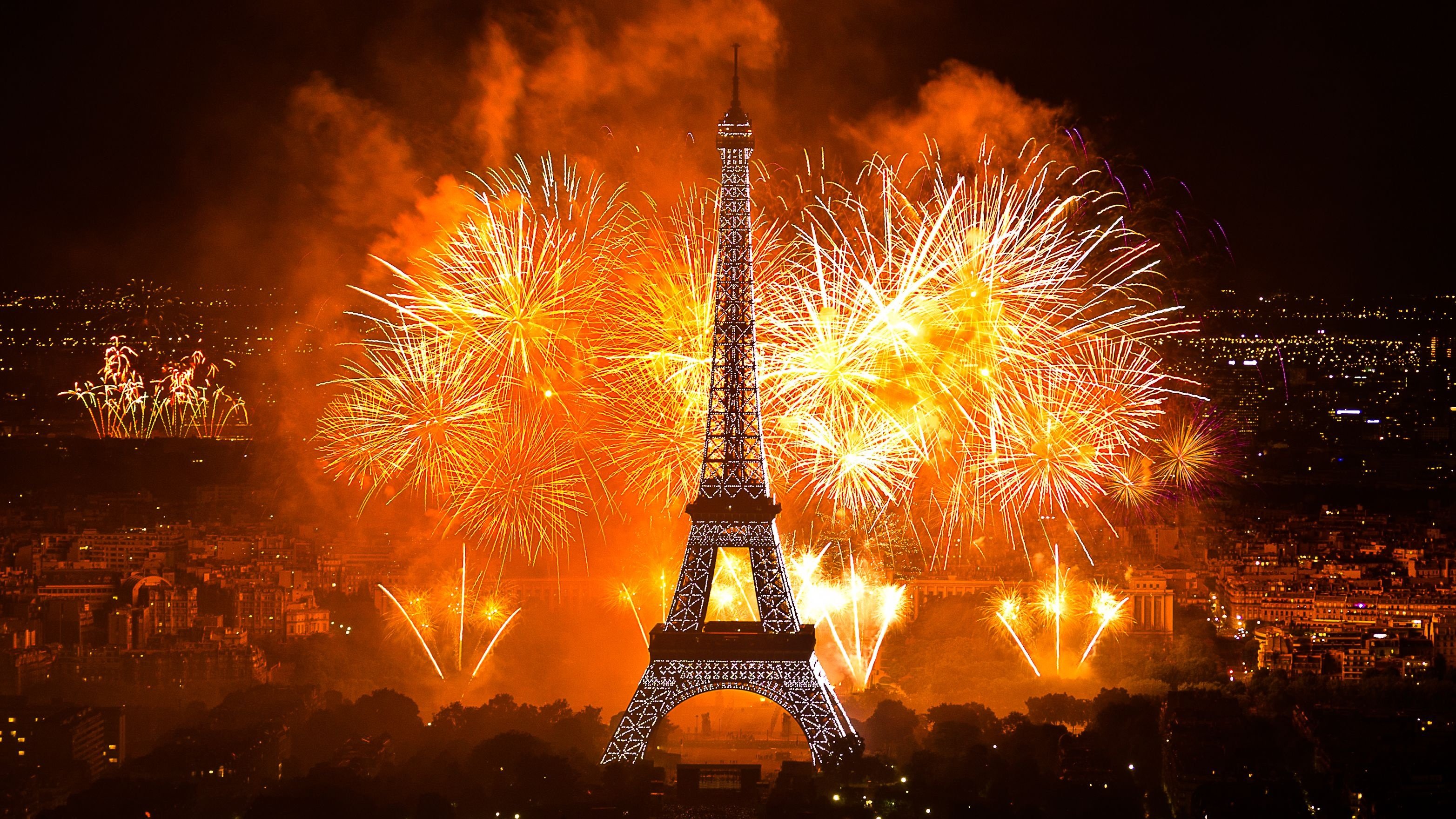 france, Eiffel, Tower, Paris, Fireworks, New, Year, City Wallpaper