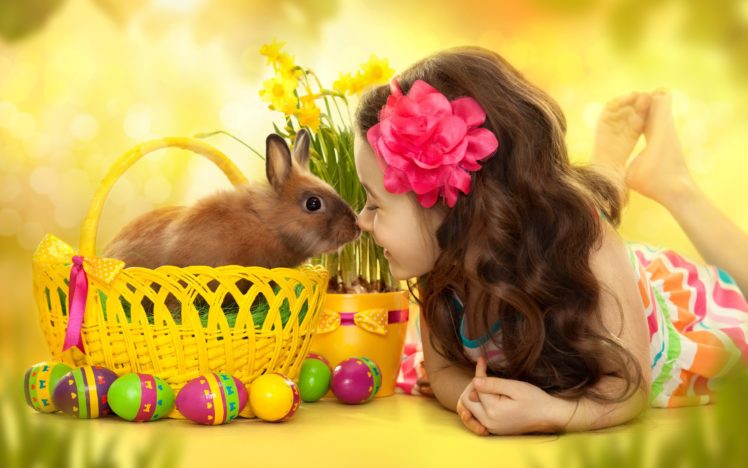rabbit, Easter, Girl, Child HD Wallpaper Desktop Background