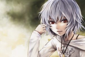 close up, Video, Games, Touhou, Vampires, Red, Eyes, Short, Hair, Necklaces, Open, Mouth, Casual, Clothing, Gray, Hair, Remilia, Scarlet, Anime, Girls, Faces, Slit, Pupils, Scans