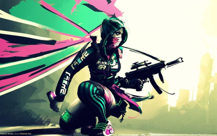 women, Video, Games, Machine, Gun, Digital, Art, Apb, Reloaded HD Wallpaper Desktop Background