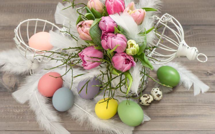 eggs, Tulips, Flowers, Easter HD Wallpaper Desktop Background
