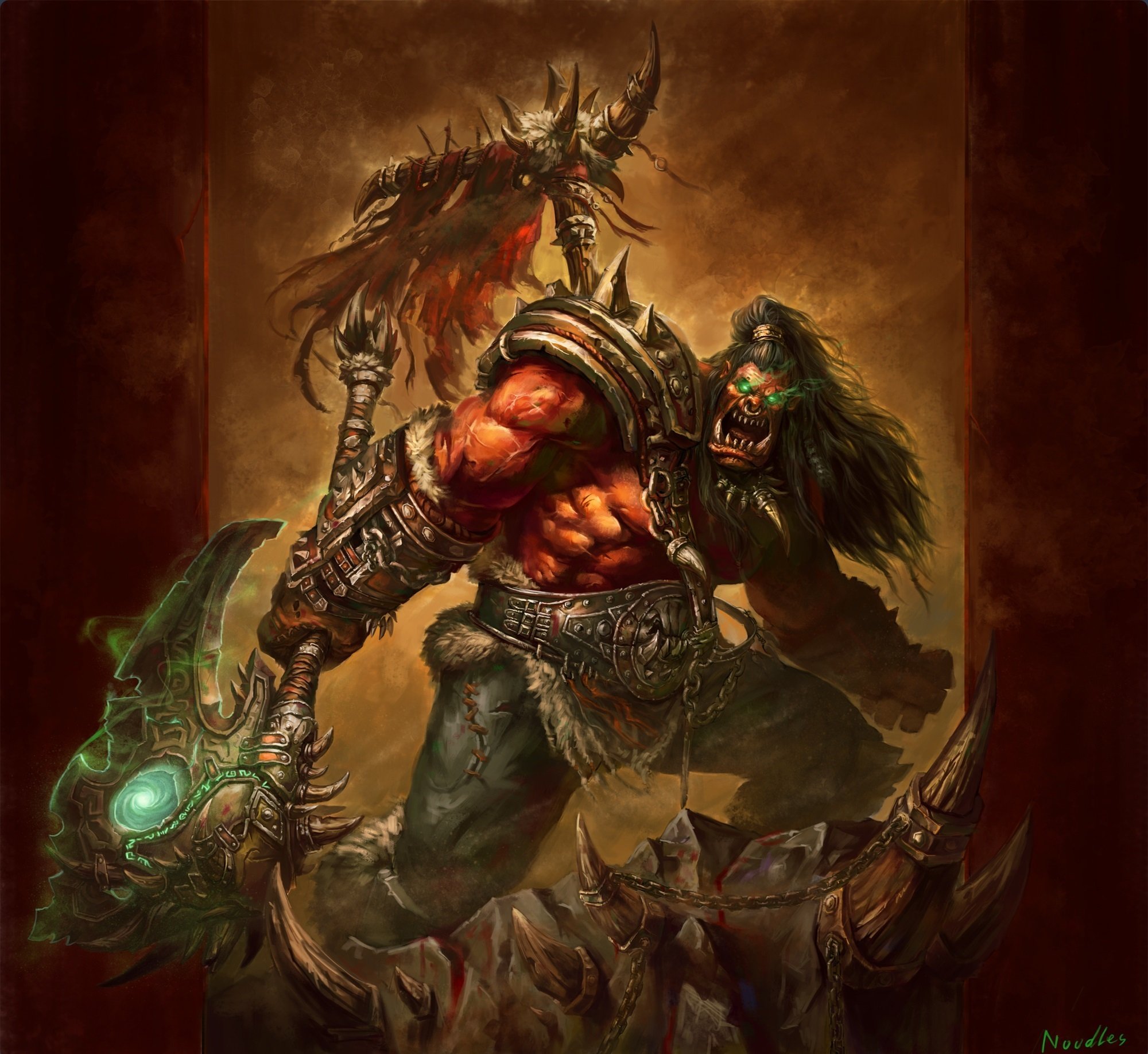 world, Of, Warcraft,  , Wow,  , Warriors, Orc, Thrall, Ork, Battle, Axes, Games, Fantasy Wallpaper