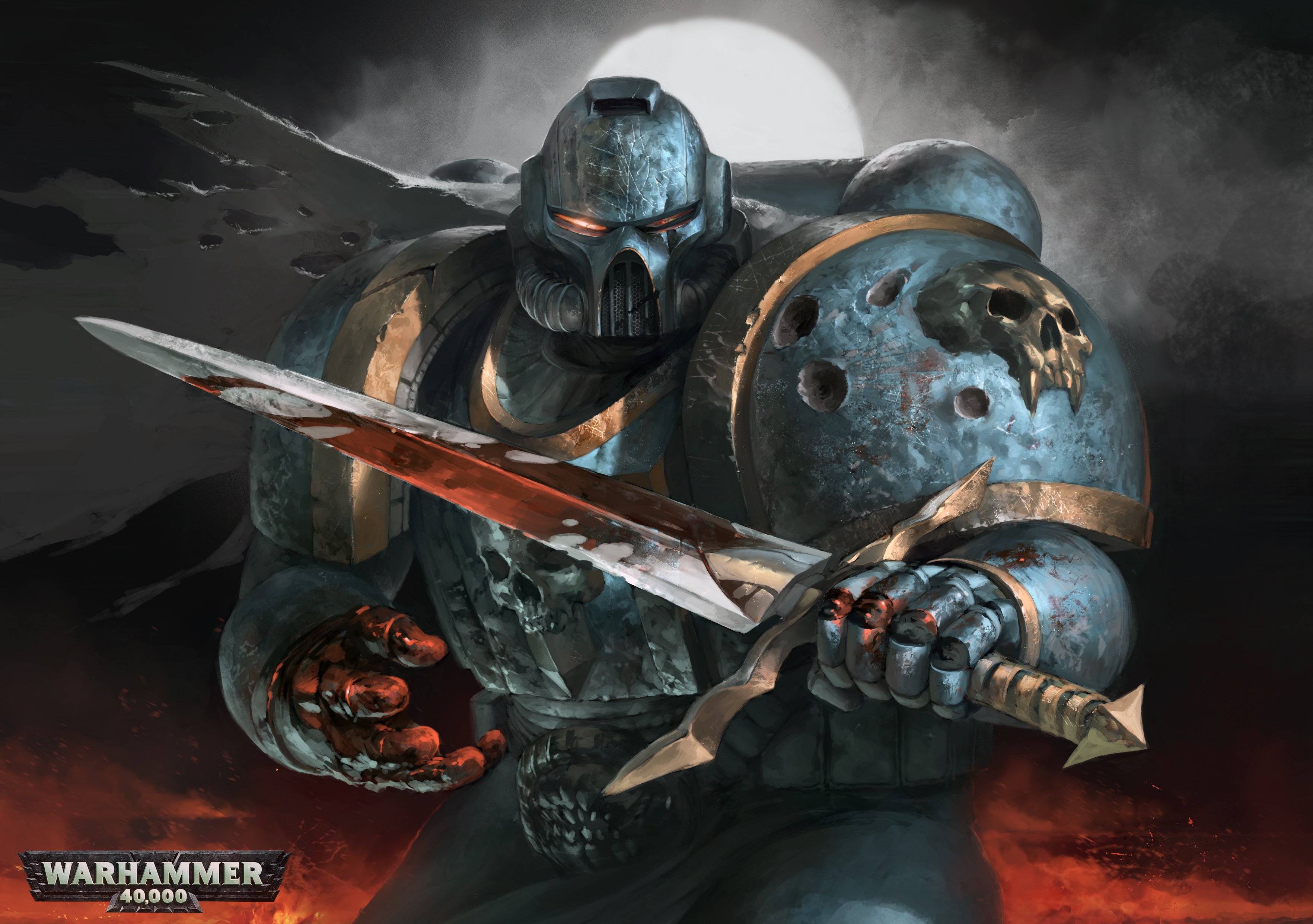 warhammer, 40000, Warrior, Armor, Helmet, Sword, Games, Fantasy, Weapon, Sci fi Wallpaper