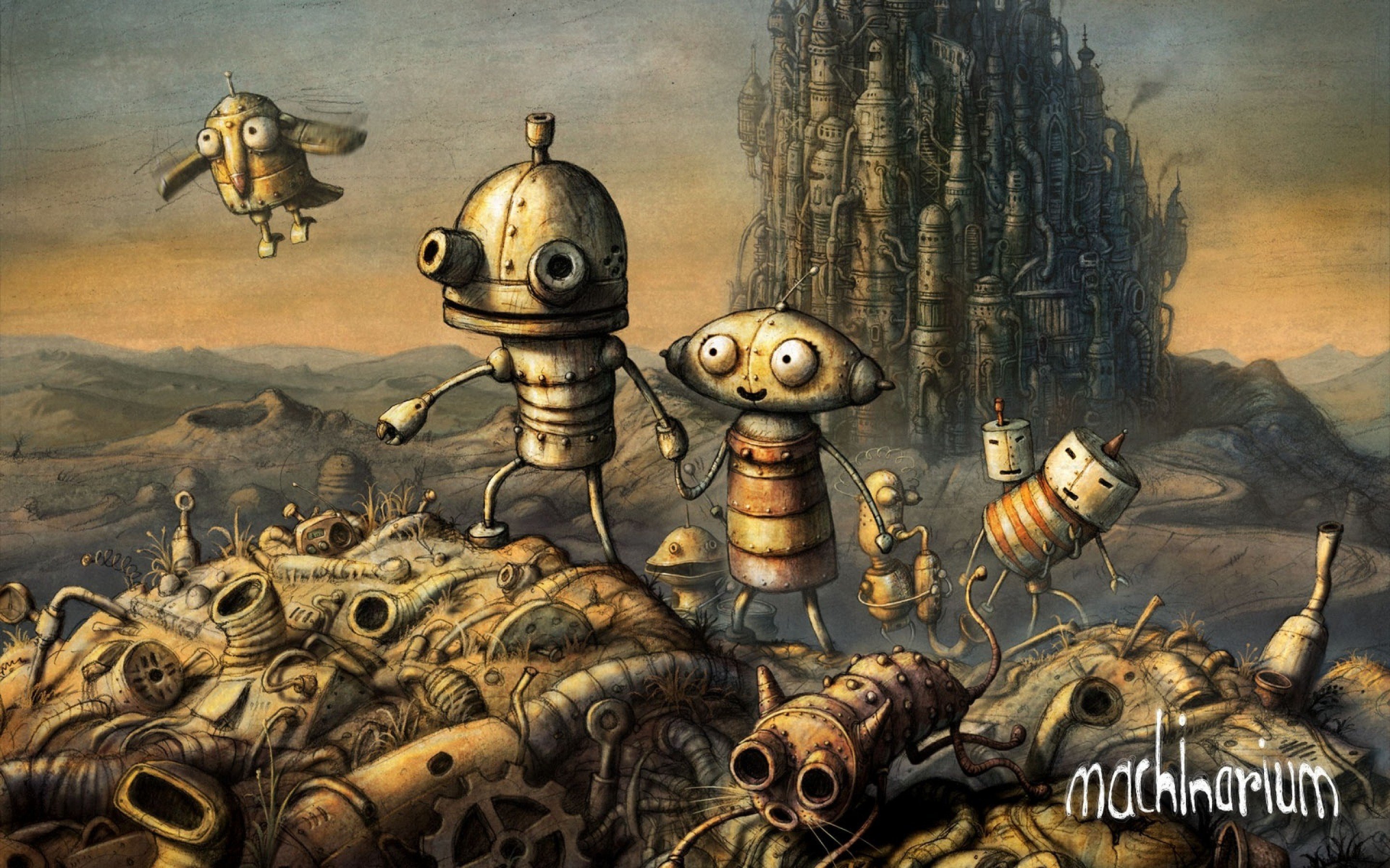 machinarium, Puzzle, Point and click, Adventure, Sci fi, Robot, Steampunk, Graphic, Family Wallpaper