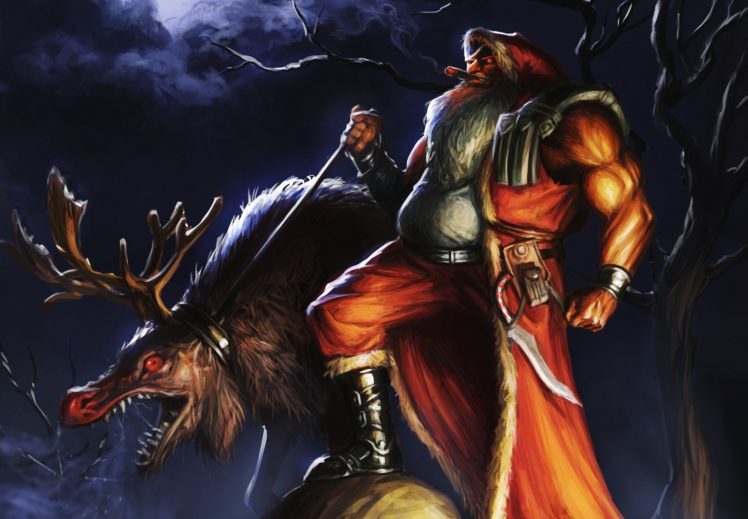dark, Christmas, Santa, Monster, Creature, Deer HD Wallpaper Desktop Background