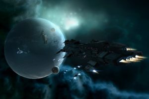eve, Online, Sci fi, Space, Futuristic, Spaceship, Spacecraft, Planets, Moon, Stars