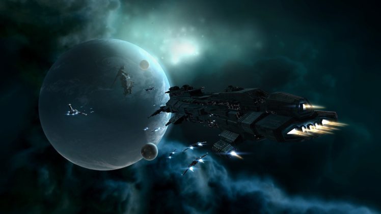 eve, Online, Sci fi, Space, Futuristic, Spaceship, Spacecraft, Planets, Moon, Stars HD Wallpaper Desktop Background
