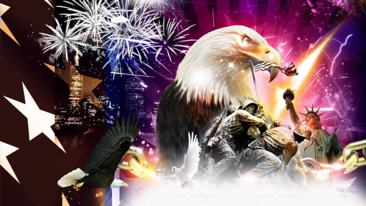 4th, July, Fireworks, Eagle, Mood, America, Usa HD Wallpaper Desktop Background