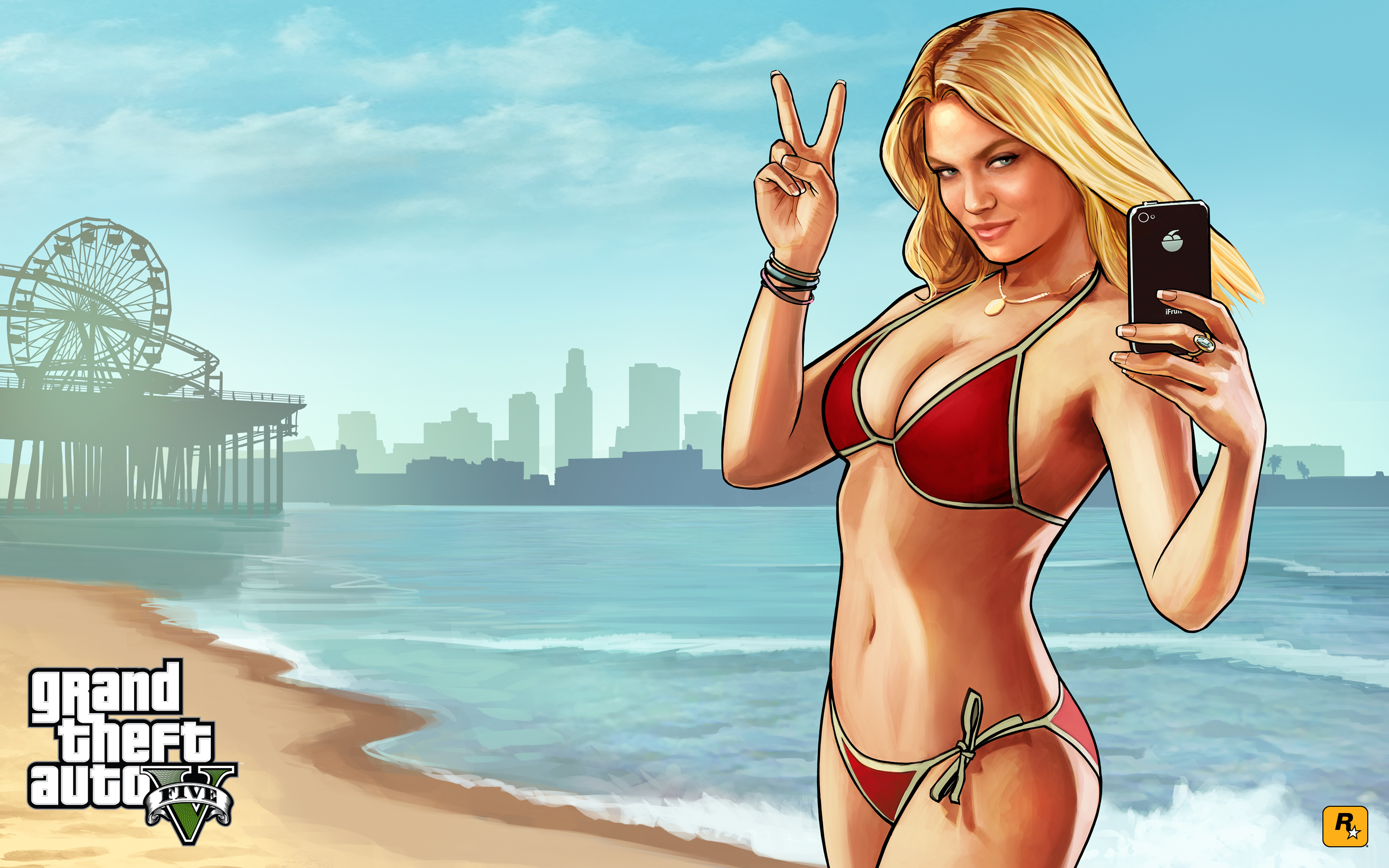 grand, Theft, Auto, Gta, Bikini, Blonde, Beach, Women, Females, Girls Wallpaper