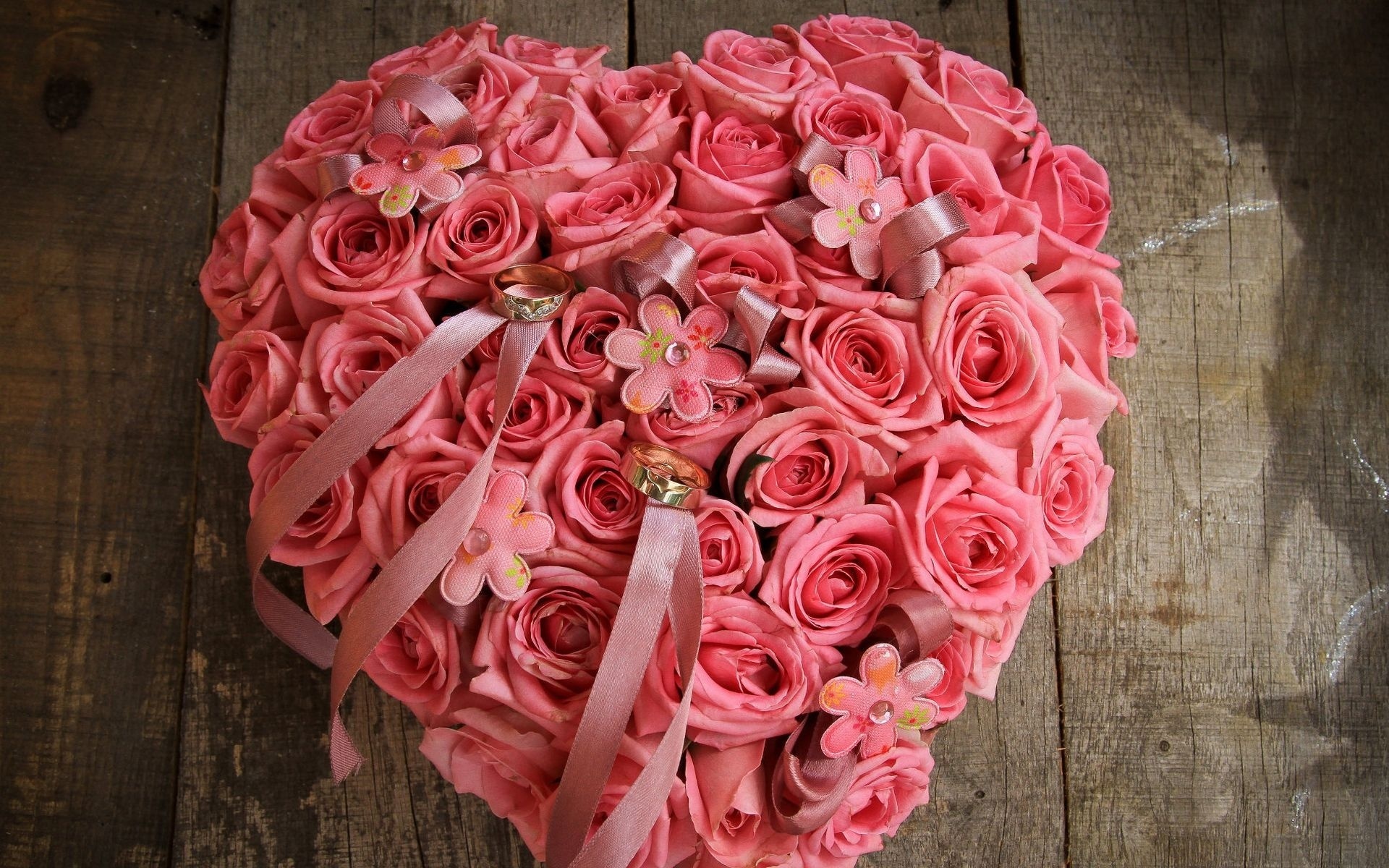 rose, Pink, Beautiful, Flowers, Flower, Buds, Ring, Heart, Love Wallpaper
