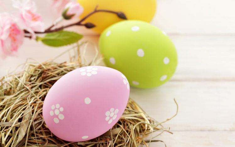 eggs, Easter, Pink, Yellow, Green, Spring, Holiday HD Wallpaper Desktop Background