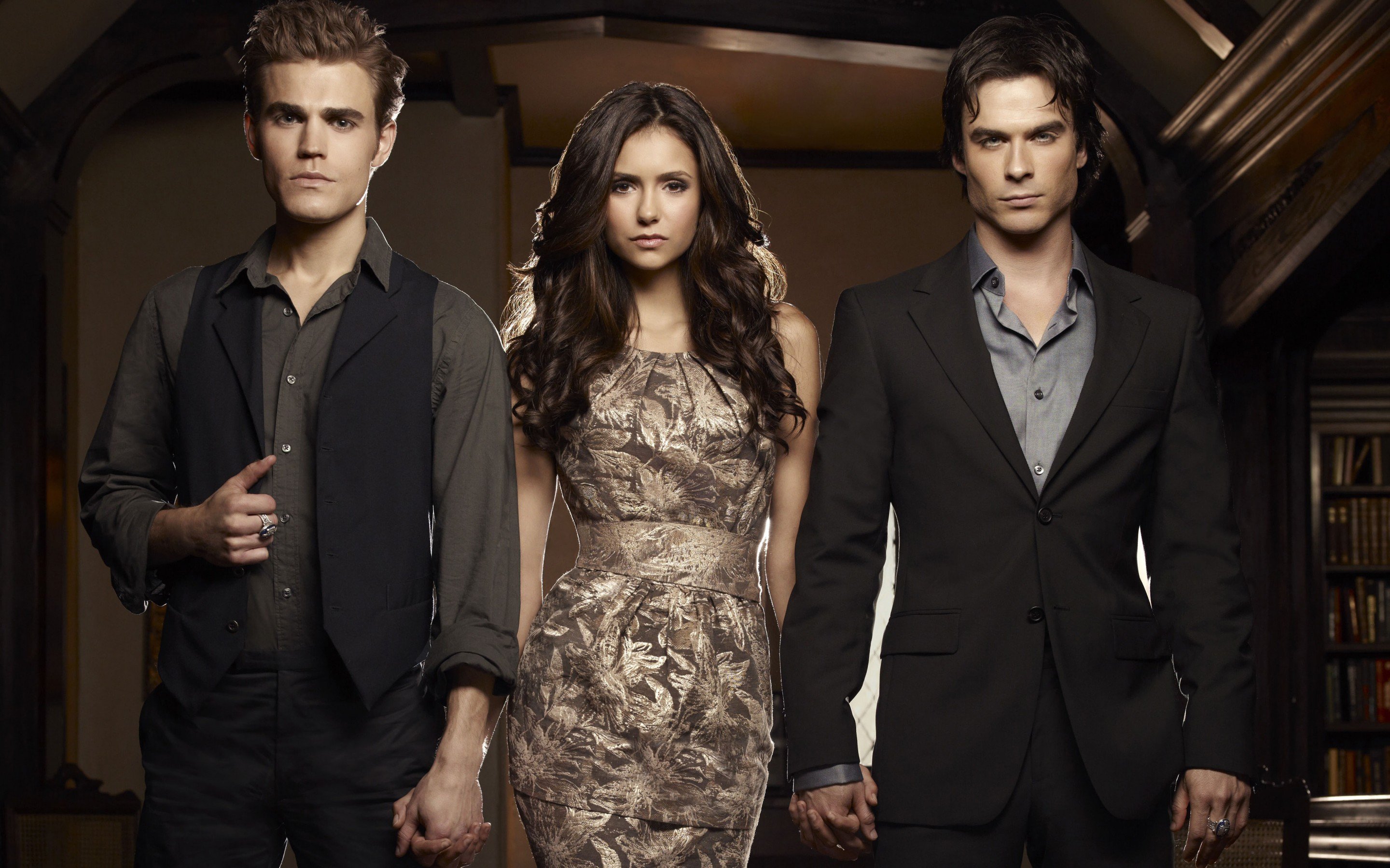 vampire, Diaries, Tv, Serie, Show, Nina, Dobrev, Paul, Wesley, Ian, Somerhalder Wallpaper