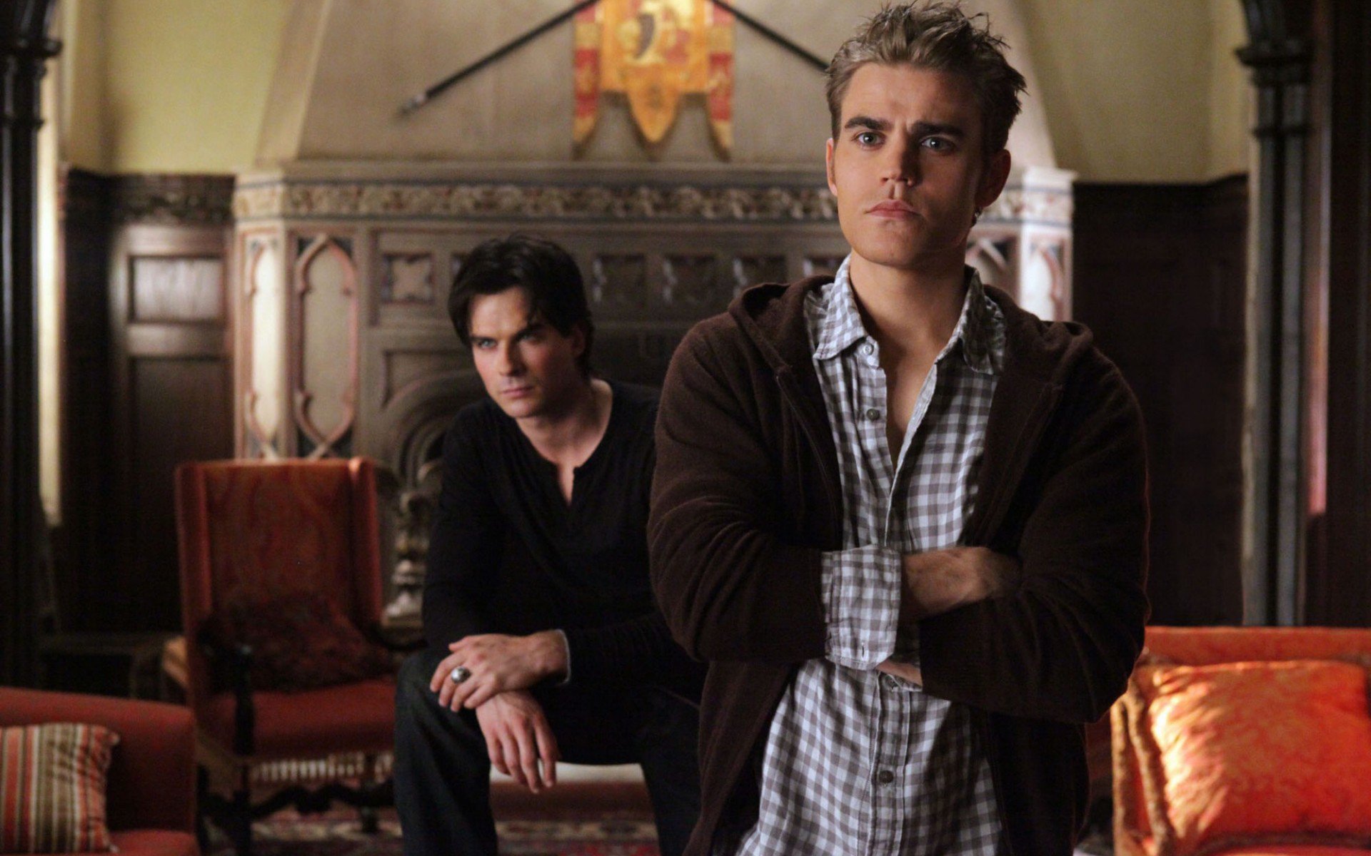vampire, Diaries, Tv, Serie, Show, Nina, Dobrev, Paul, Wesley, Ian, Somerhalder Wallpaper
