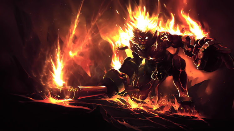 league, Of, Legends, Wukong, Fantasy, Fire, Flames, Demon, Weapons HD Wallpaper Desktop Background