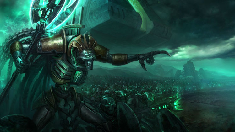 warhammer, 40k, Necrons, Army, Warrior, Sci fi, Armor, Robots, Weapons HD Wallpaper Desktop Background