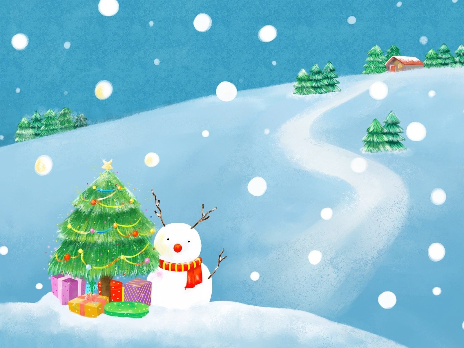 merry, Christmas, Holiday, Vacation, Gifts, Tree, Happy, Beautiful, Santa, Snowman, Lights Wallpaper