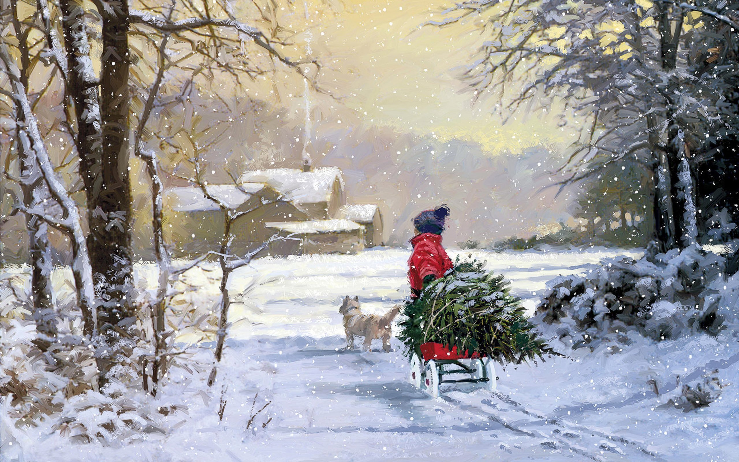 merry, Christmas, Holiday, Vacation, Gifts, Tree, Happy, Beautiful, Santa, Snowman, Lights Wallpaper