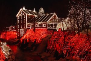 christmas, Lights, Cliffton, Mill, Ohio, Red, Night