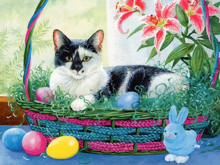 easter, Holidays, Seasonal, Cats HD Wallpaper Desktop Background