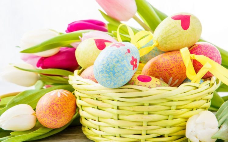 flowers, Tulips, Eggs, Easter HD Wallpaper Desktop Background
