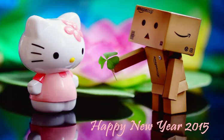 new, Year, 2015, Holiday, Danbo, Hello, Kitty HD Wallpaper Desktop Background