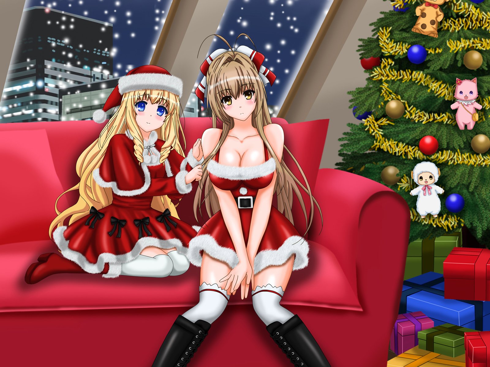 amagi, Brilliant, Park, Christmas, Latifah, Fleuranza, Sento, Isuzu, Thighhighs Wallpaper