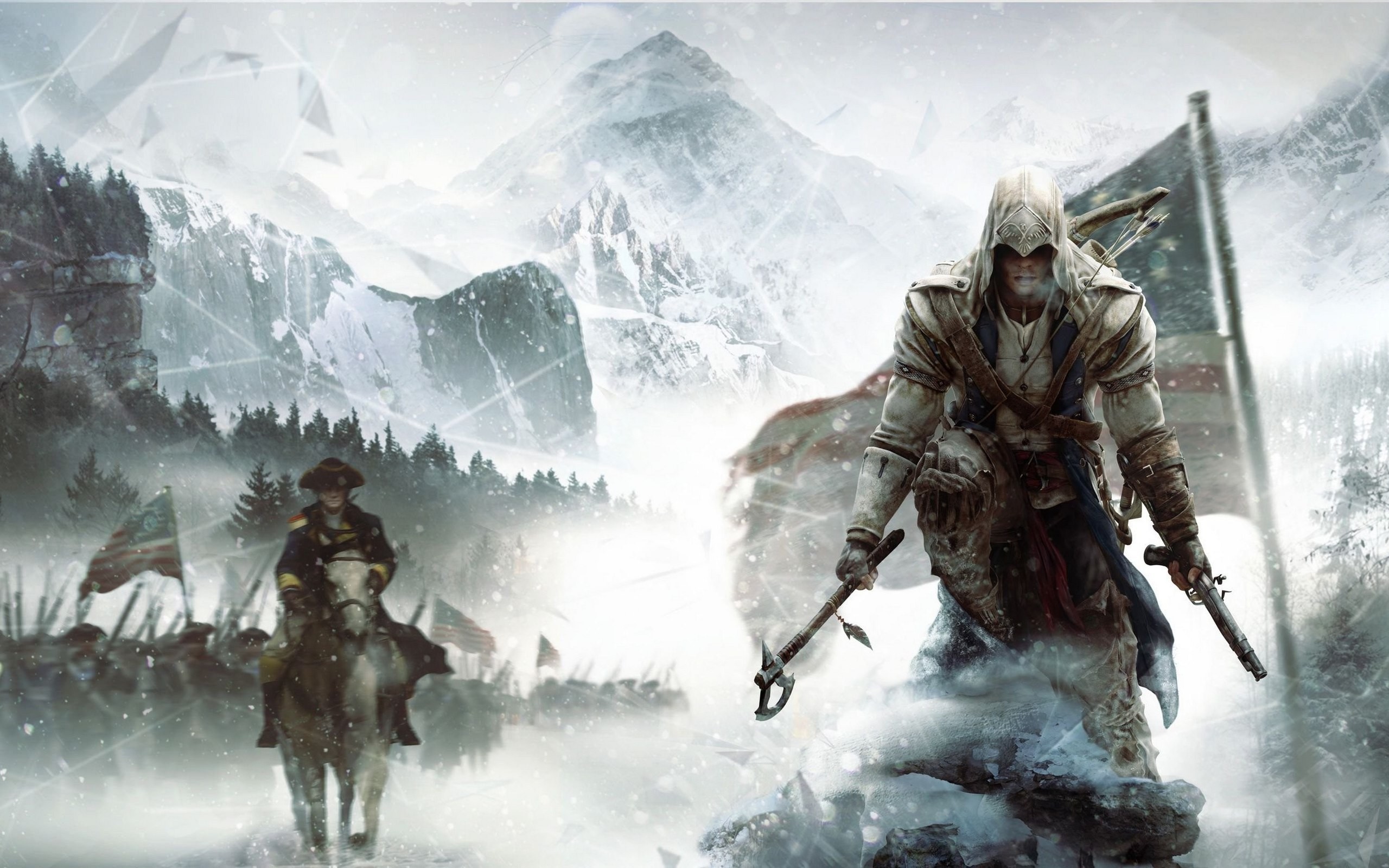 video, Games, Mountains, Snow, Assassins, Creed, Trees, Forest, Usa, Axes, Civil, War, Assassins, Creed, Revelations Wallpaper