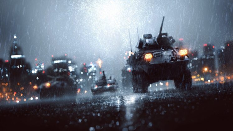 battlefield, Rain, Military, Storm, Drops, Wet, Reflection, Weapons, Night, Lights, Roads, Guns, Cannon HD Wallpaper Desktop Background